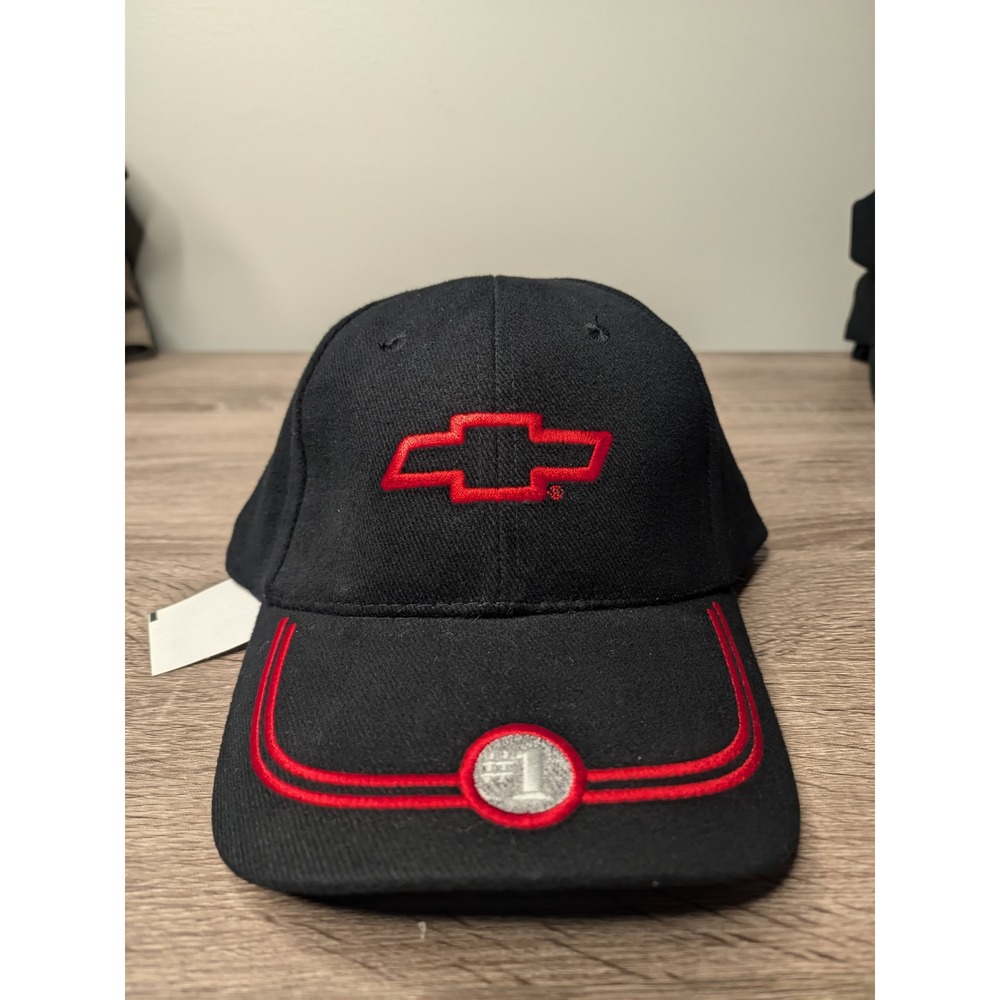 Vintage NASCAR Chevrolet Chevy Black Hat Cap Racing Car‎ #1 Speedway Blues OSFM